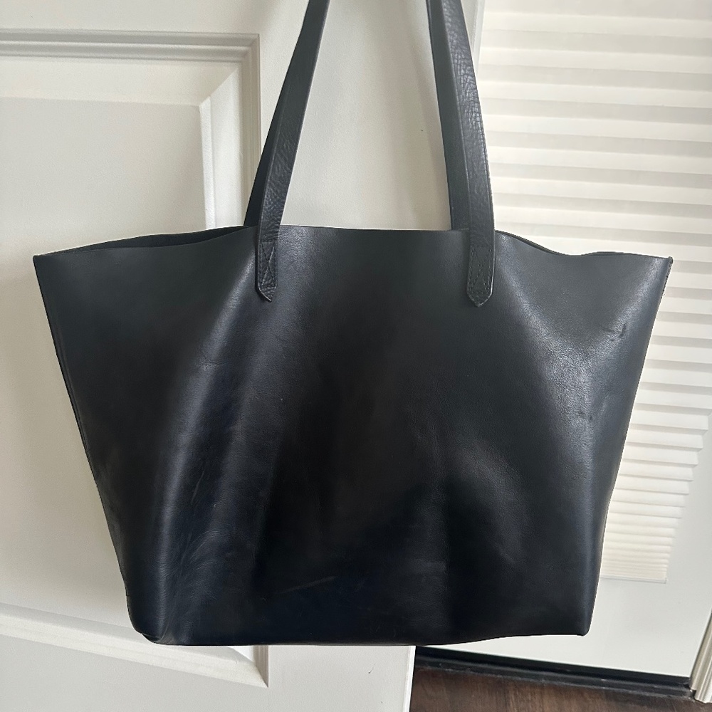 Madewell Black Leather Tote Bag